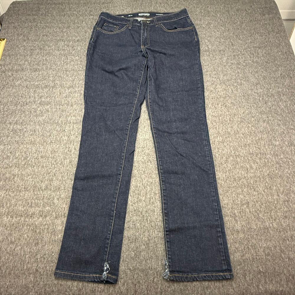 Sonoma Jeans Men's Size 32x34 Slim The Everyday Jean Stretch Dark Wash Split Hem - Picture 1 of 15
